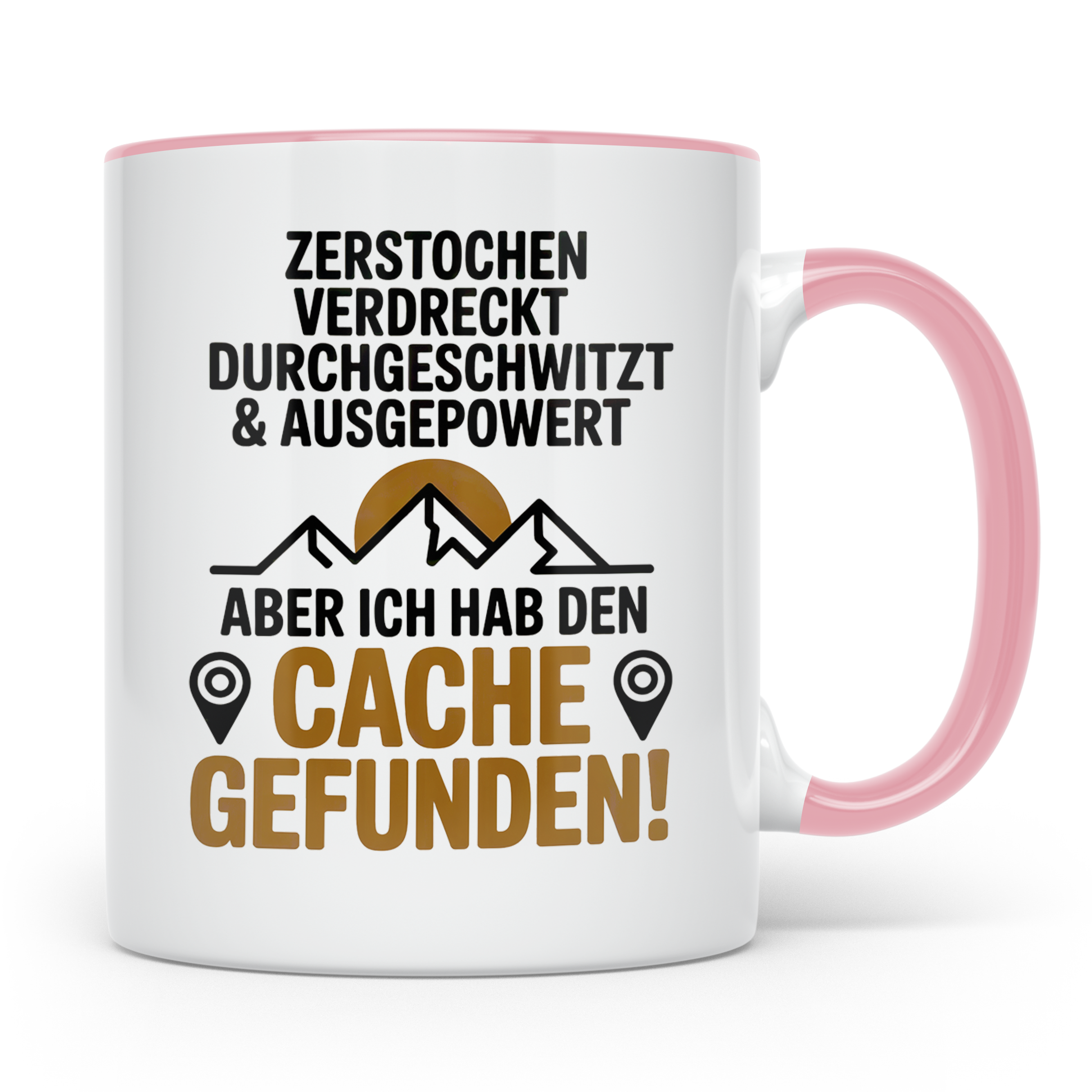 Geocaching Tasse - Zerstochen Verdreckt Cache gefunden Gesch – Rosa [farbe:rosa]