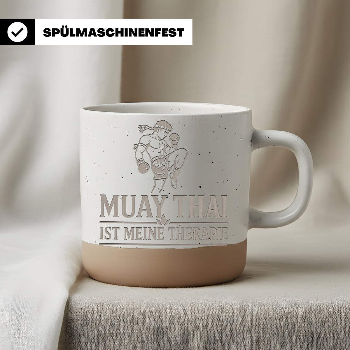 Muay Thai ist meine Therapie Tasse - Geschenk für Thaiboxer & Kampfspo – Bild 3