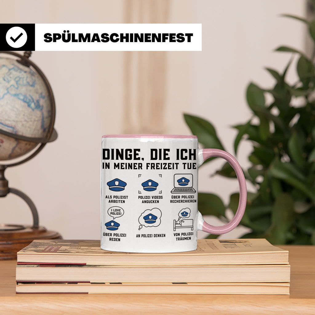 Polizist Tasse lustig Dinge die ich in meiner Freizeit tue K – Rosa [farbe:rosa]