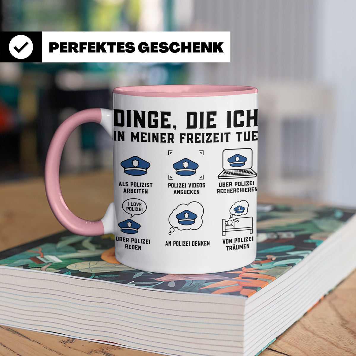 Polizist Tasse lustig Dinge die ich in meiner Freizeit tue K – Rosa [farbe:rosa]