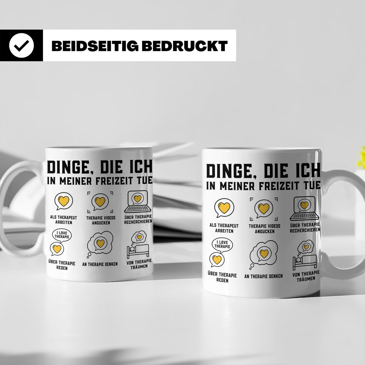 Therapeut Tasse Spruch Dinge die ich in meiner Freizeit tue  – Weiß [farbe:weiß]