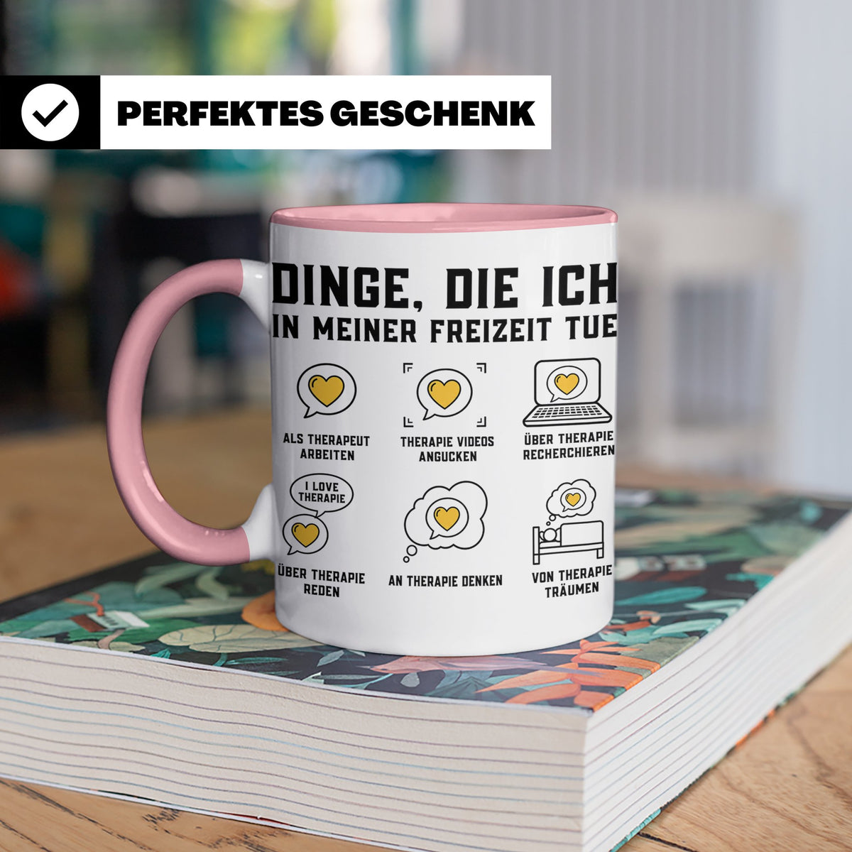 Therapeut Tasse Spruch Dinge die ich in meiner Freizeit tue  – Rosa [farbe:rosa]