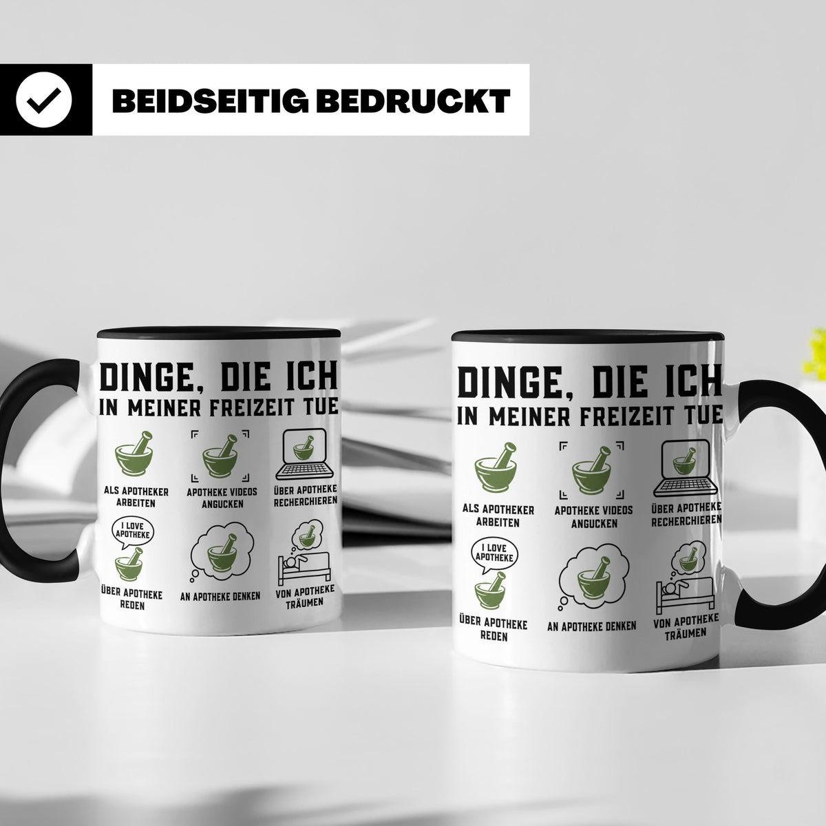 Apotheker Tasse mit Spruch Dinge die ich tue. Lustiges Gesch – Schwarz [farbe:schwarz]