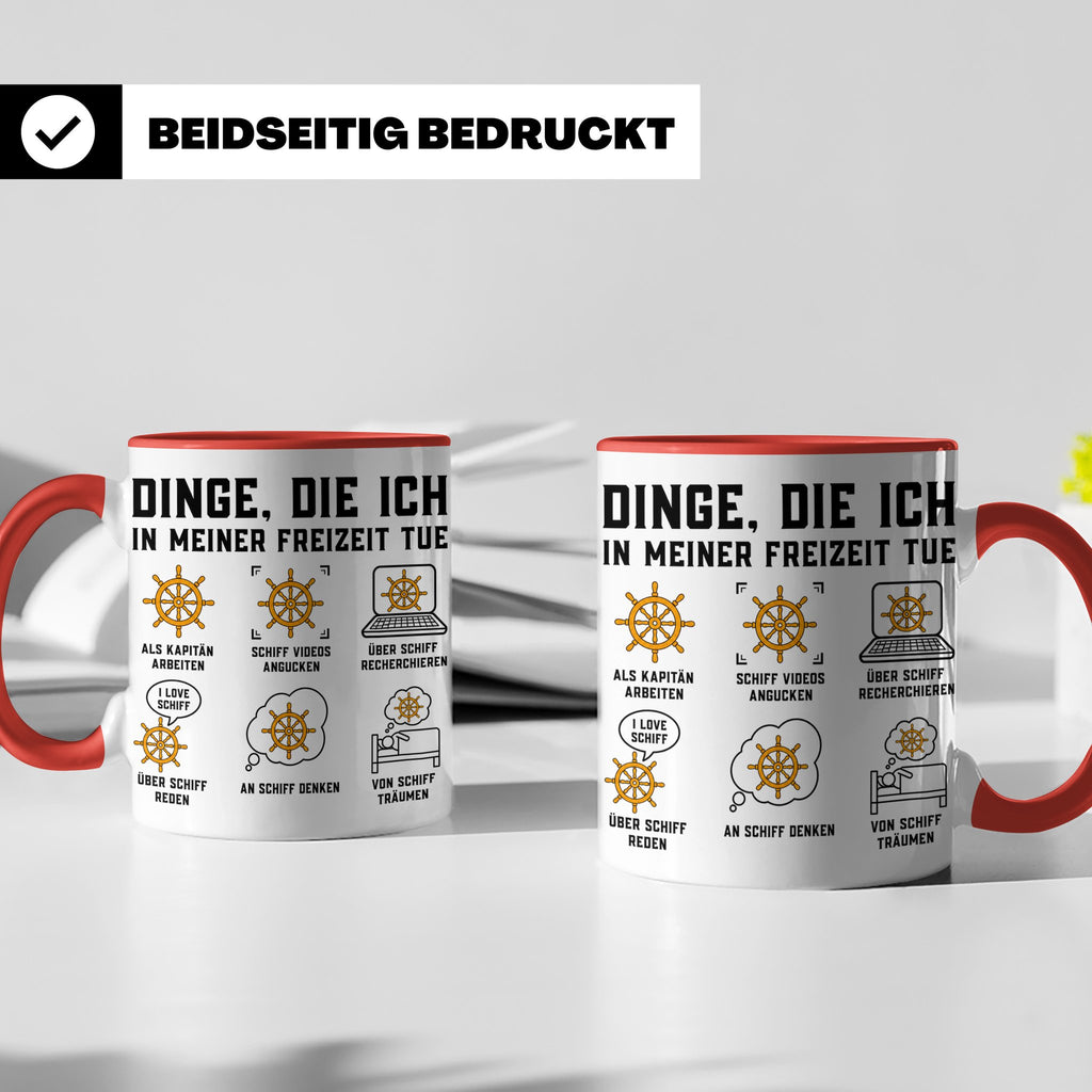 Kapitän Tasse mit Spruch Dinge die ich tue lustiges Geschenk – Rot [farbe:rot]