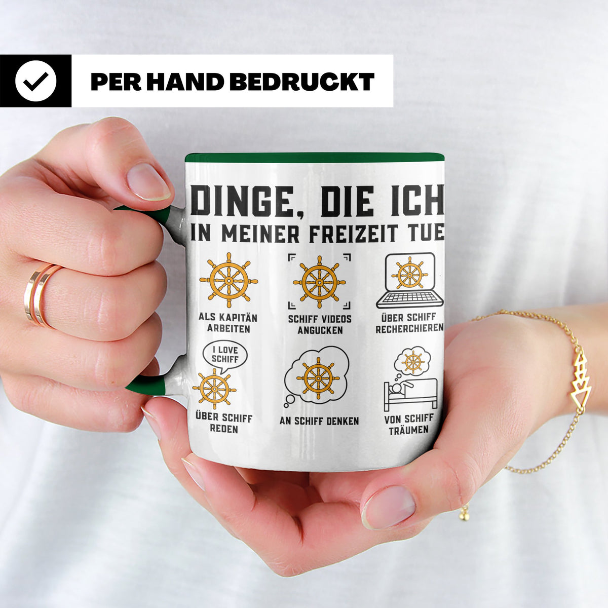 Kapitän Tasse mit Spruch Dinge die ich tue lustiges Geschenk – Grün [farbe:grün]