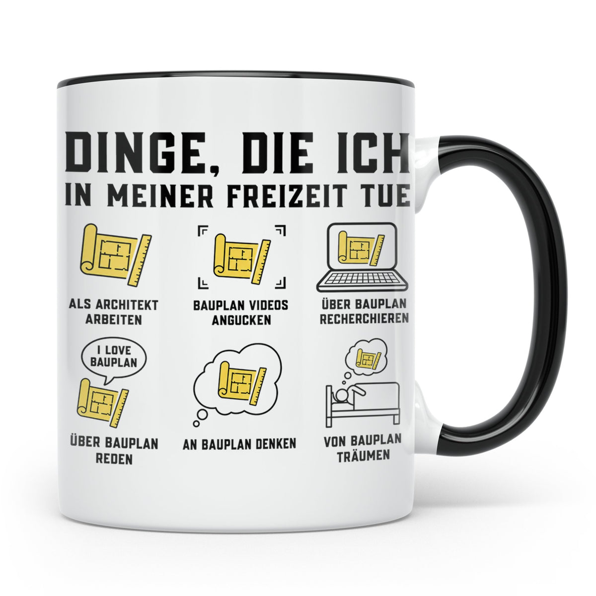 Architekt Tasse mit lustigem Bauplan Spruch | Geschenk für B – Schwarz [farbe:schwarz]