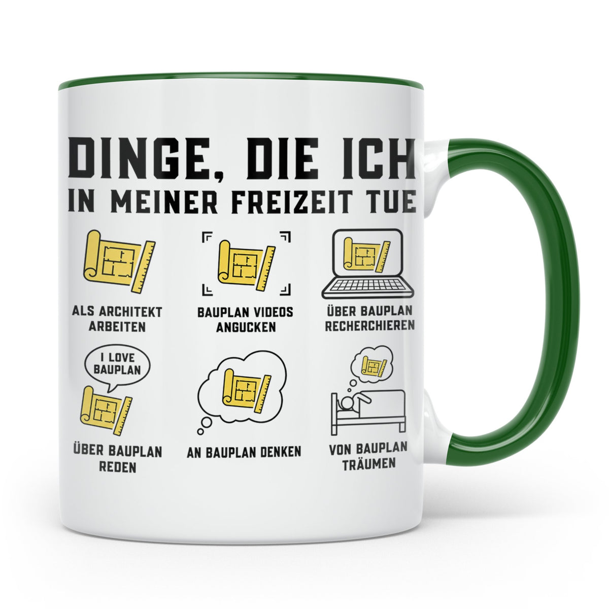 Architekt Tasse mit lustigem Bauplan Spruch | Geschenk für B – Grün [farbe:grün]