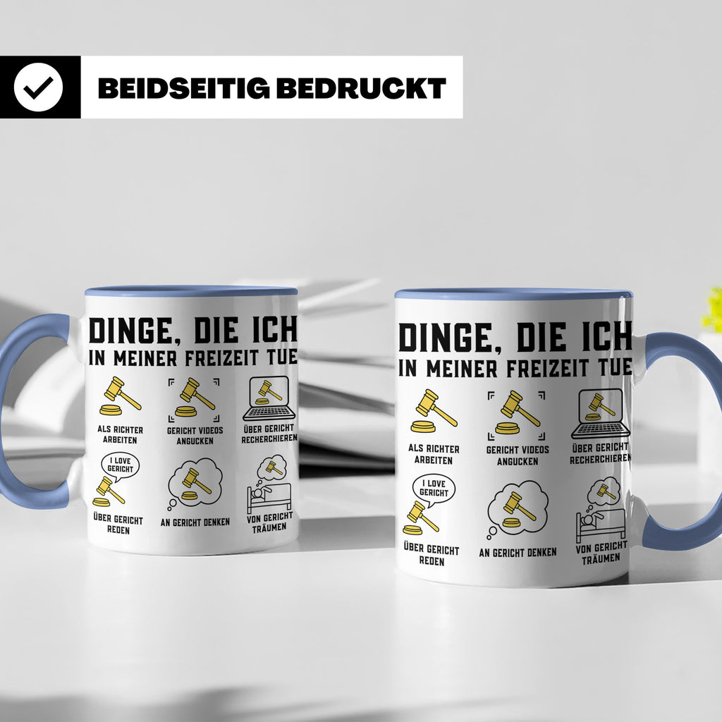 Richter Tasse "Dinge die ich tue" lustiger Spruch Kaffeebech – Blau [farbe:blau]