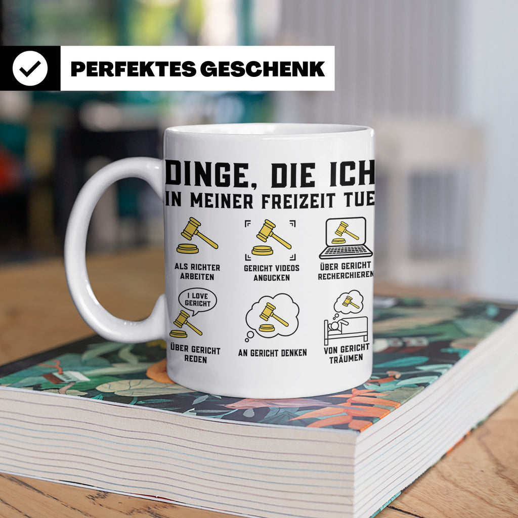 Richter Tasse "Dinge die ich tue" lustiger Spruch Kaffeebech – Weiß [farbe:weiß]