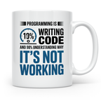 Software Entwickler Tasse - 10% Code, 90% Debugging - Progra – Weiß [farbe:weiß]