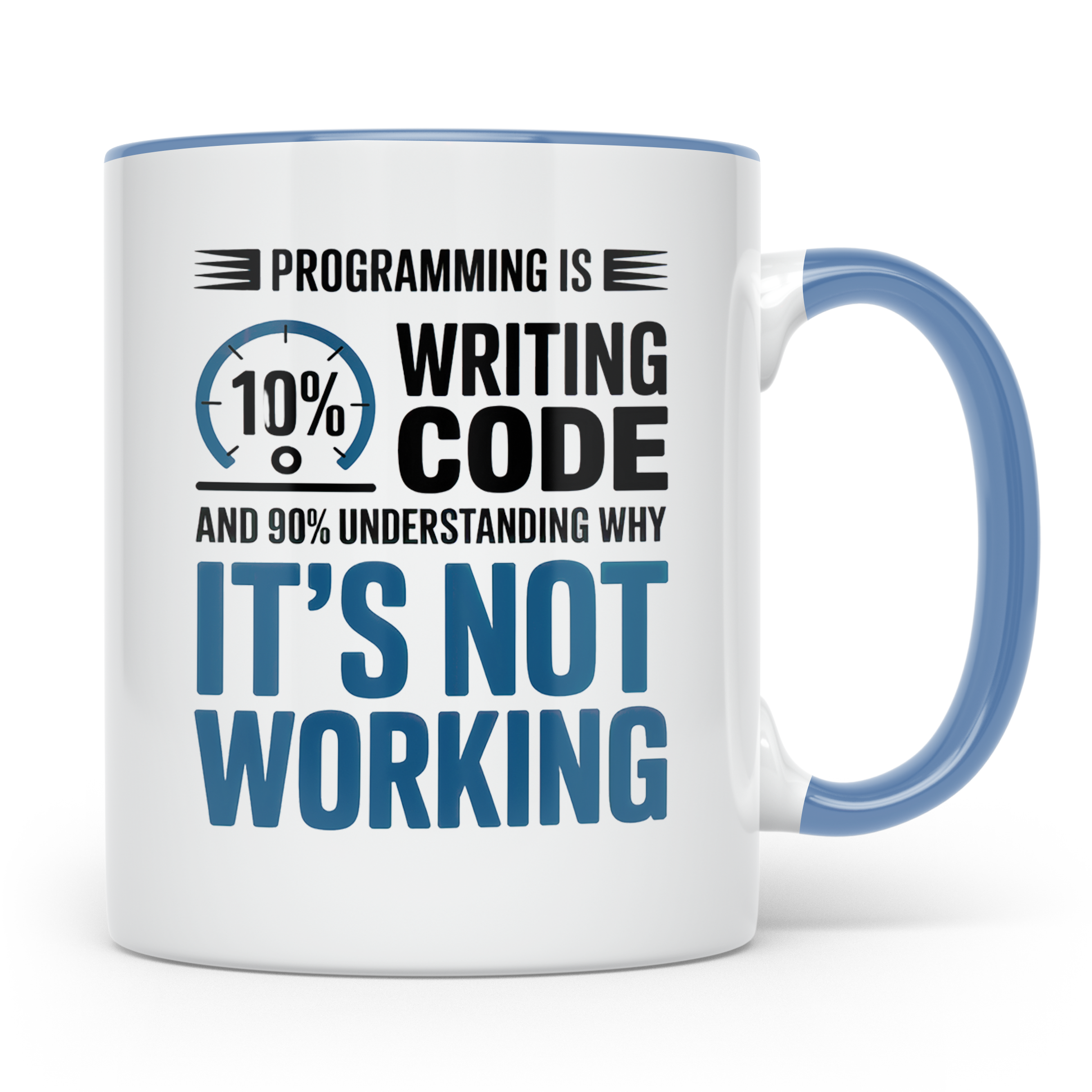 Software Entwickler Tasse - 10% Code, 90% Debugging - Progra – Blau [farbe:blau]
