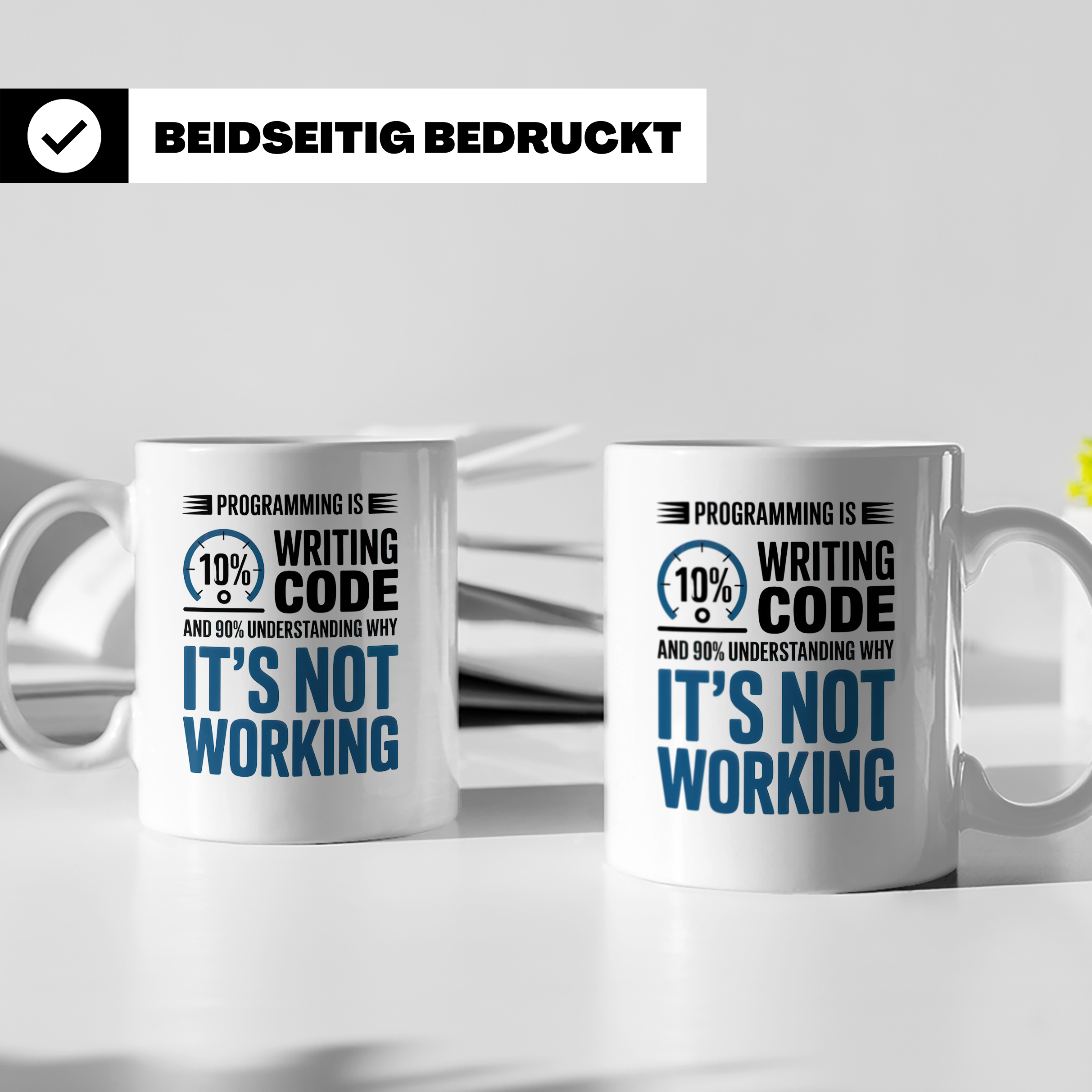 Software Entwickler Tasse - 10% Code, 90% Debugging - Progra – Weiß [farbe:weiß]