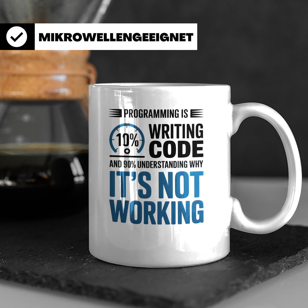 Software Entwickler Tasse - 10% Code, 90% Debugging - Progra – Weiß [farbe:weiß]