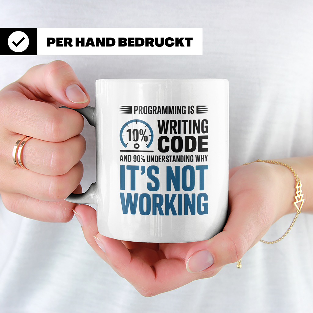 Software Entwickler Tasse - 10% Code, 90% Debugging - Progra – Weiß [farbe:weiß]