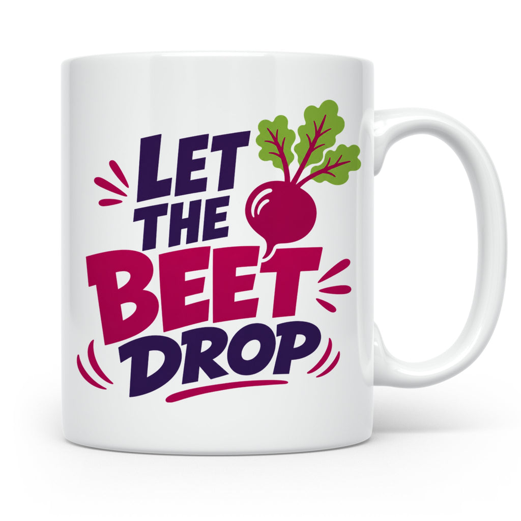 Let The Beet Drop Tasse für DJs & Gärtner, Lustiger Veganer  – Weiß [farbe:weiß]