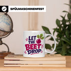 Let The Beet Drop Tasse für DJs & Gärtner, Lustiger Veganer  – Weiß [farbe:weiß]