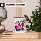 Let The Beet Drop Tasse für DJs & Gärtner, Lustiger Veganer  – Schwarz [farbe:schwarz]