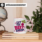 Let The Beet Drop Tasse für DJs & Gärtner, Lustiger Veganer  – Rosa [farbe:rosa]