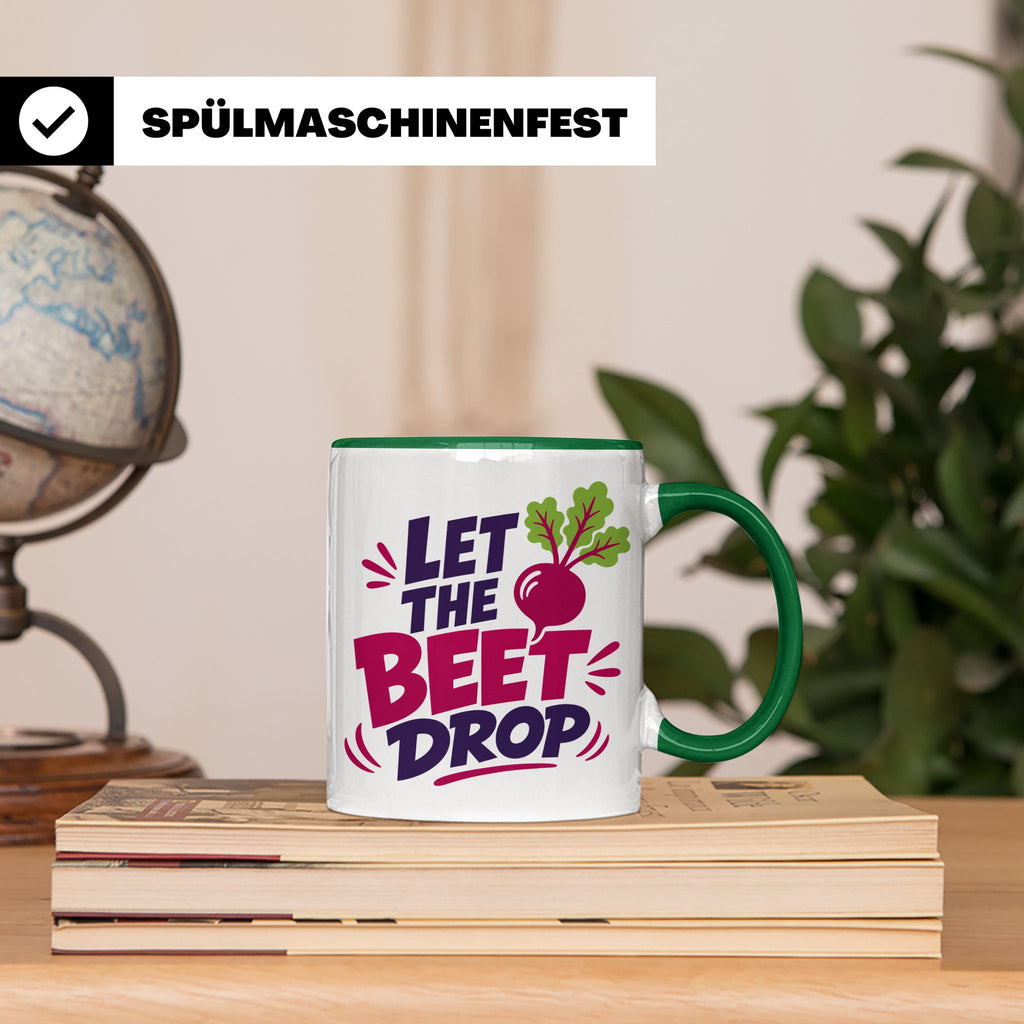 Let The Beet Drop Tasse für DJs & Gärtner, Lustiger Veganer  – Grün [farbe:grün]