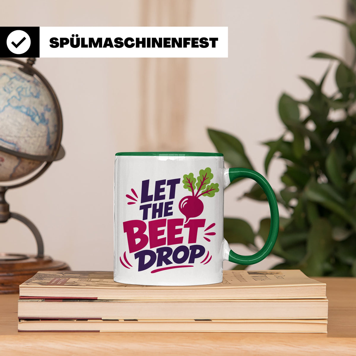 Let The Beet Drop Tasse für DJs & Gärtner, Lustiger Veganer  – Grün [farbe:grün]