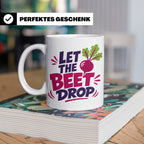 Let The Beet Drop Tasse für DJs & Gärtner, Lustiger Veganer  – Weiß [farbe:weiß]