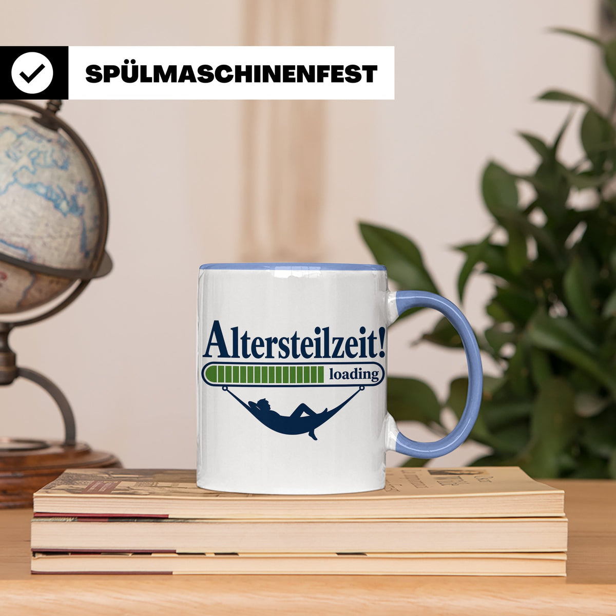 Altersteilzeit Tasse Geschenk für Kollegen zum Ruhestand Ren – Blau [farbe:blau]