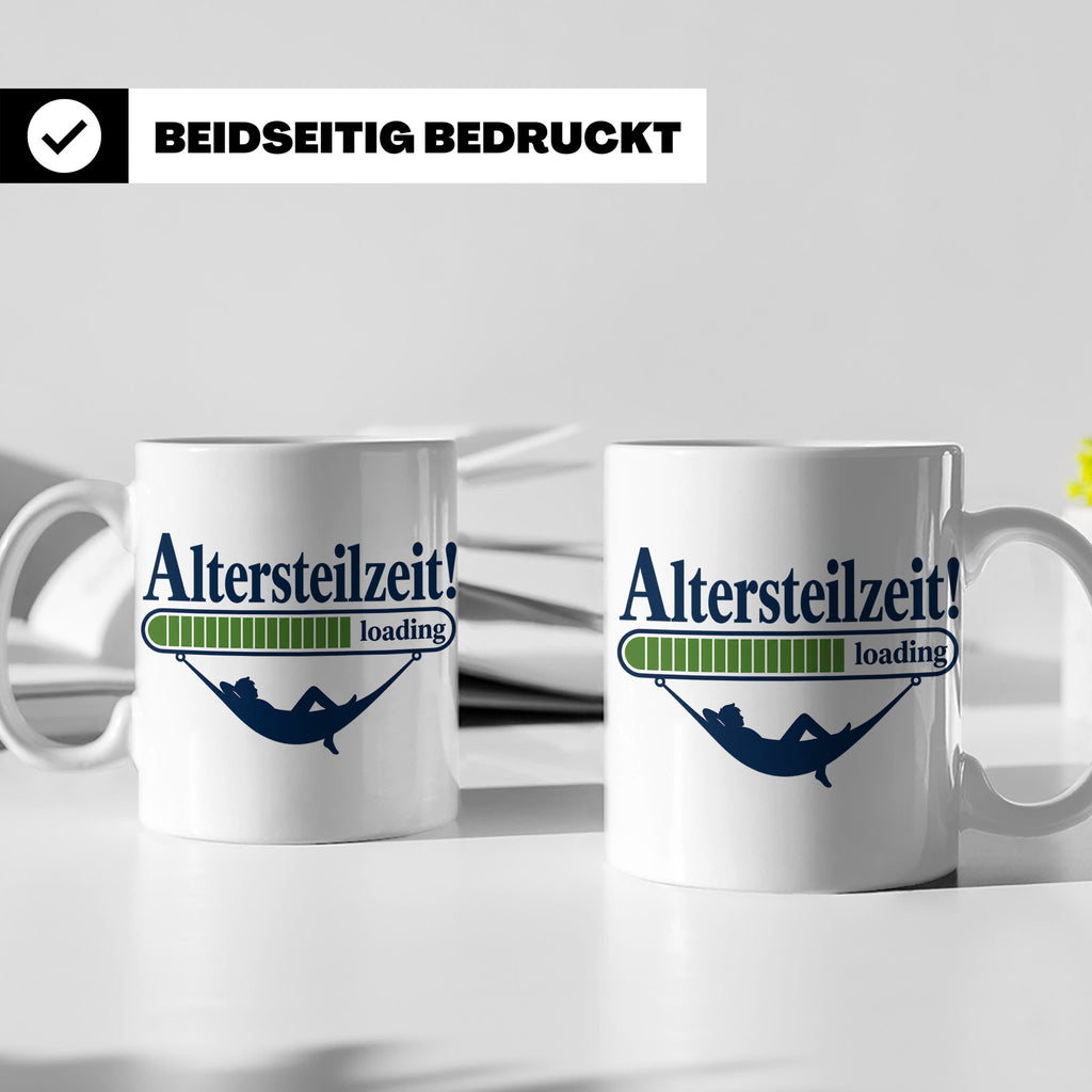 Altersteilzeit Tasse Geschenk für Kollegen zum Ruhestand Ren – Weiß [farbe:weiß]