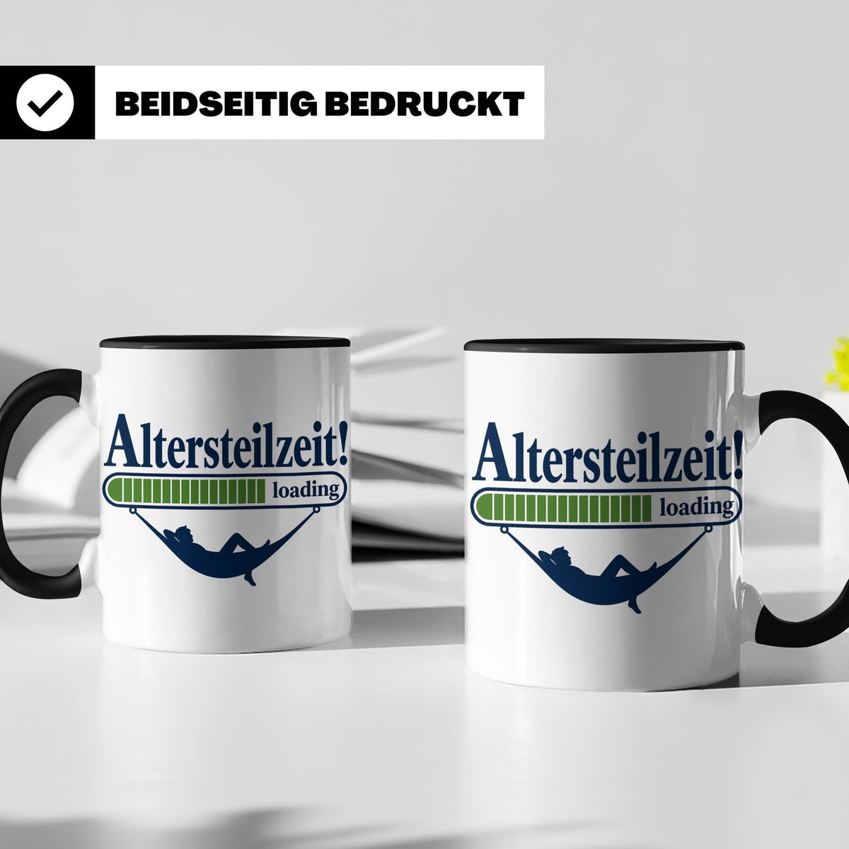 Altersteilzeit Tasse Geschenk für Kollegen zum Ruhestand Ren – Schwarz [farbe:schwarz]