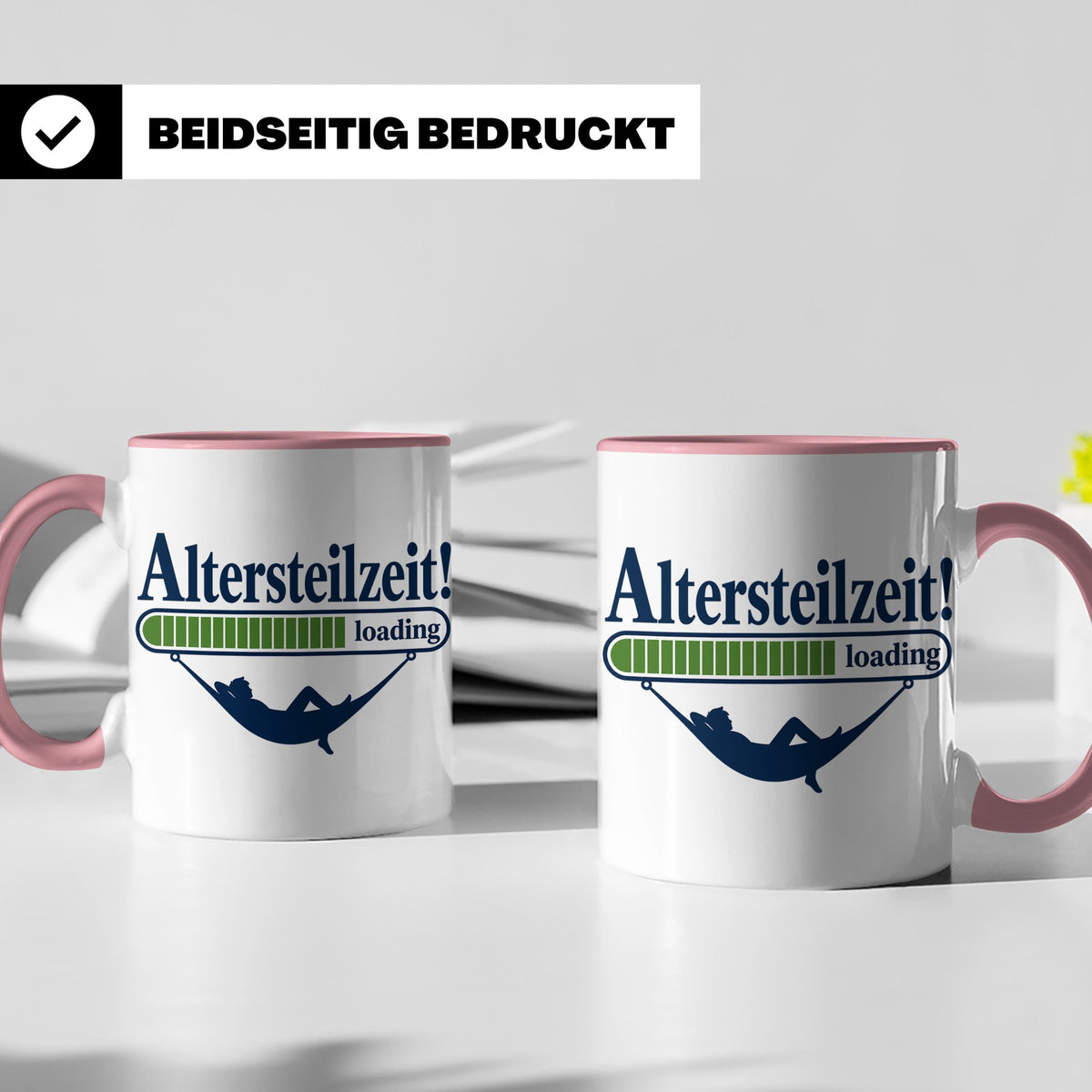 Altersteilzeit Tasse Geschenk für Kollegen zum Ruhestand Ren – Rosa [farbe:rosa]