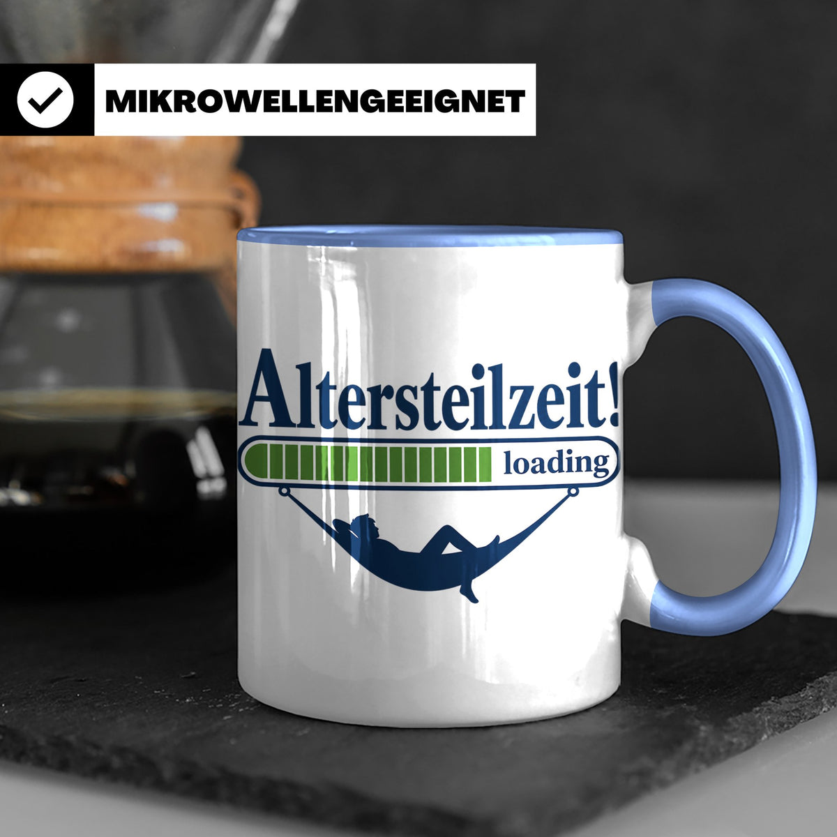 Altersteilzeit Tasse Geschenk für Kollegen zum Ruhestand Ren – Blau [farbe:blau]