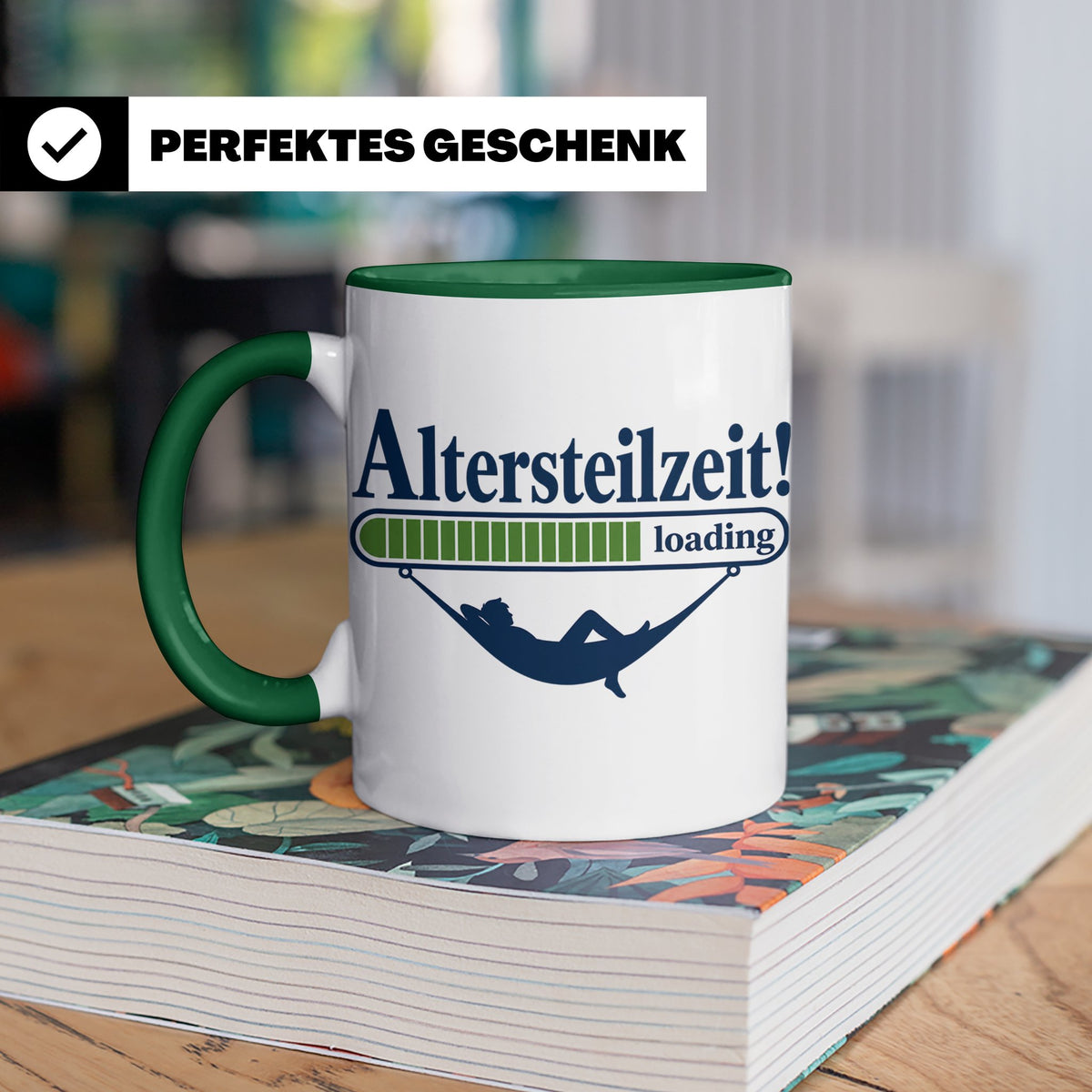 Altersteilzeit Tasse Geschenk für Kollegen zum Ruhestand Ren – Grün [farbe:grün]