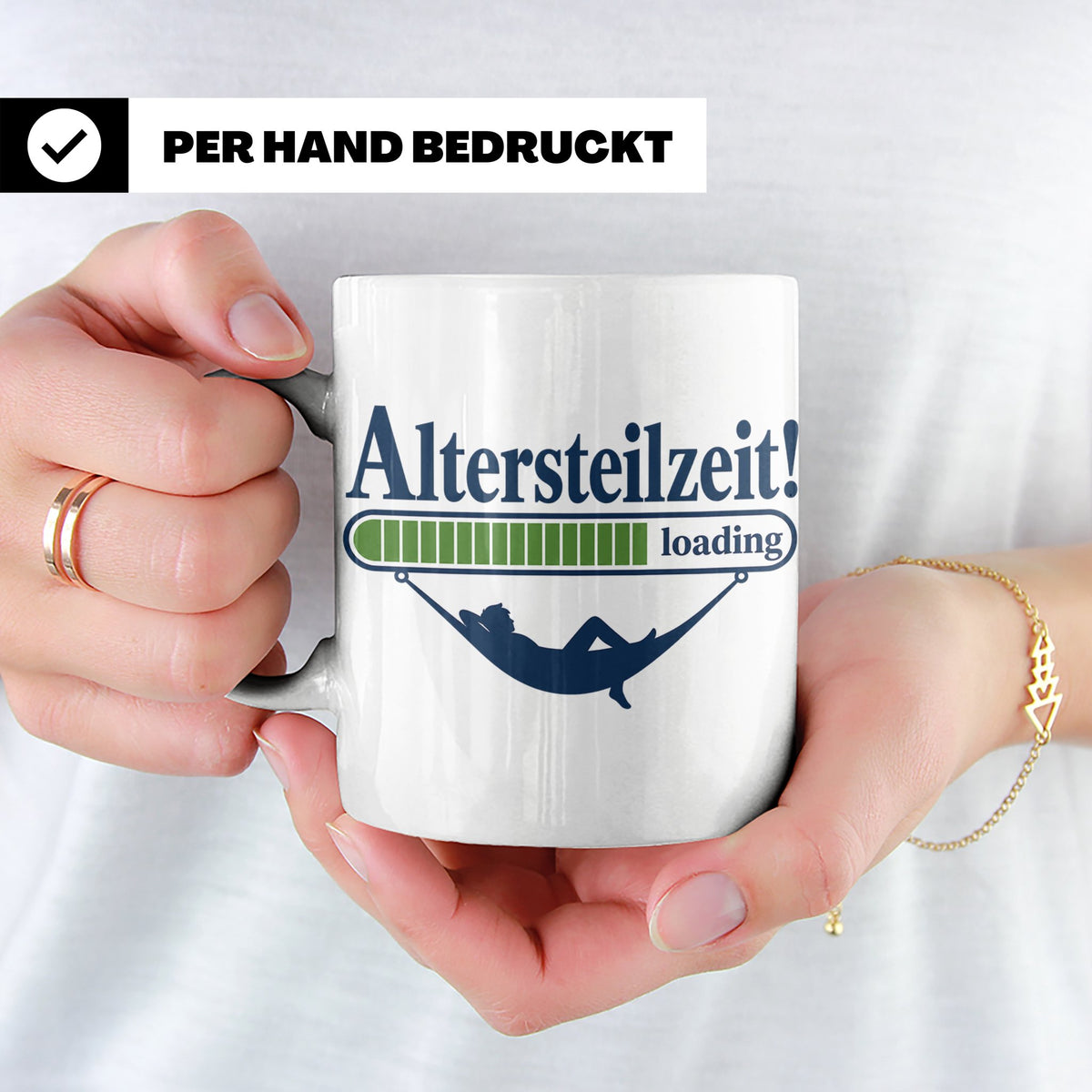 Altersteilzeit Tasse Geschenk für Kollegen zum Ruhestand Ren – Weiß [farbe:weiß]