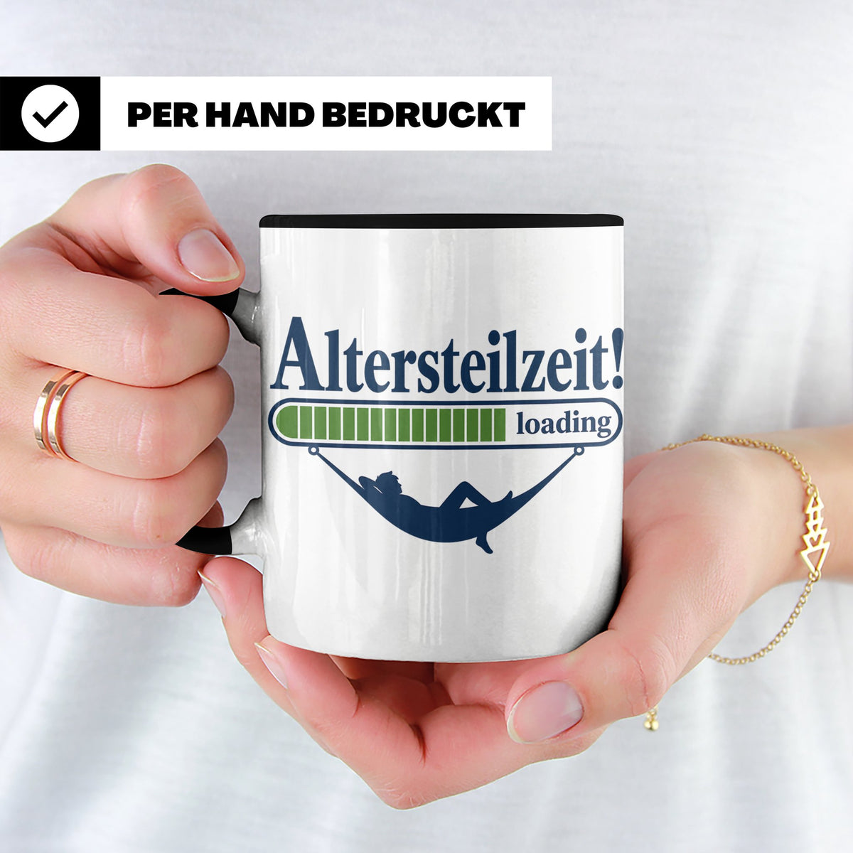 Altersteilzeit Tasse Geschenk für Kollegen zum Ruhestand Ren – Schwarz [farbe:schwarz]