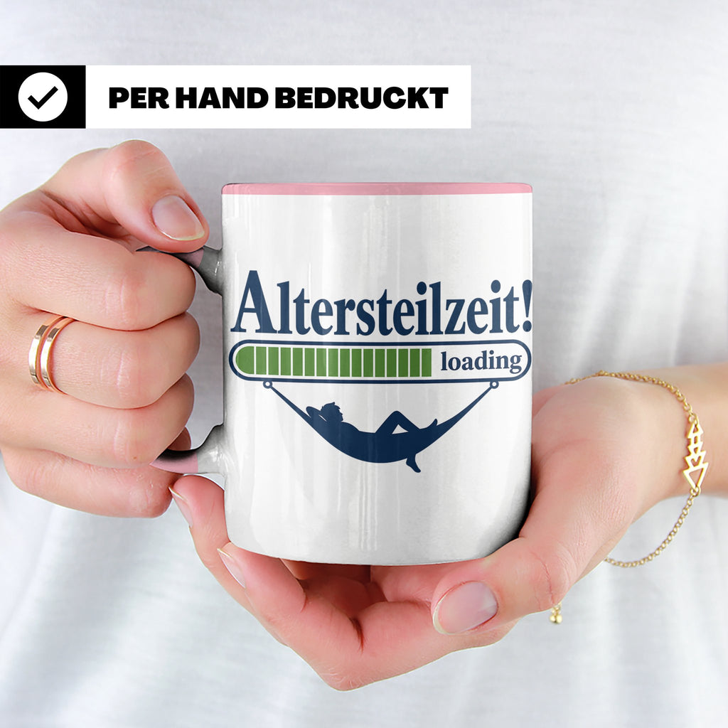 Altersteilzeit Tasse Geschenk für Kollegen zum Ruhestand Ren – Rosa [farbe:rosa]