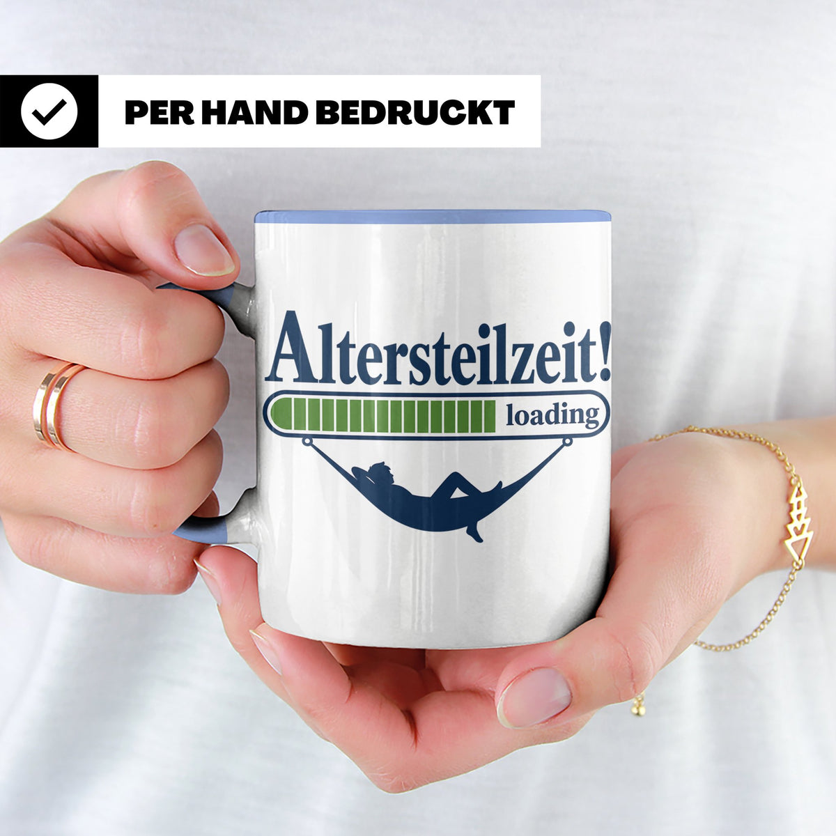 Altersteilzeit Tasse Geschenk für Kollegen zum Ruhestand Ren – Blau [farbe:blau]