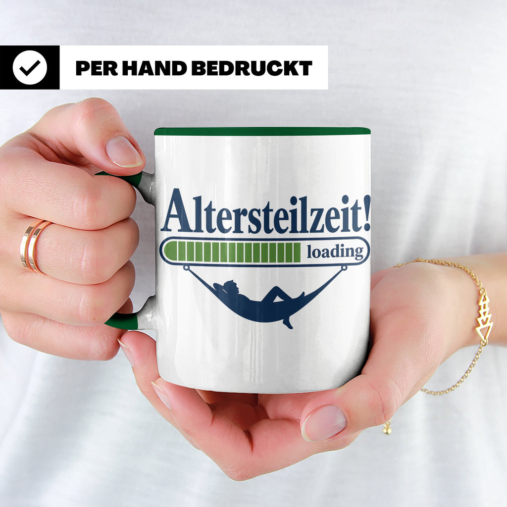 Altersteilzeit Tasse Geschenk für Kollegen zum Ruhestand Ren – Grün [farbe:grün]