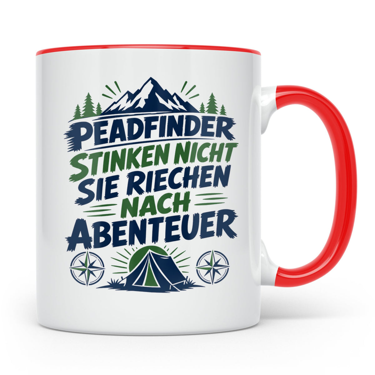 Pfadfinder Tasse Spruch Riechen nach Abenteuer | Camping Zel – Rot [farbe:rot]