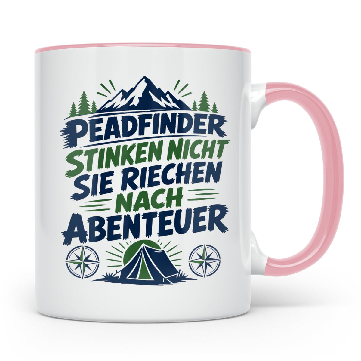 Pfadfinder Tasse Spruch Riechen nach Abenteuer | Camping Zel – Rosa [farbe:rosa]
