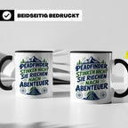 Pfadfinder Tasse Spruch Riechen nach Abenteuer | Camping Zel – Schwarz [farbe:schwarz]
