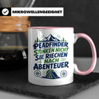 Pfadfinder Tasse Spruch Riechen nach Abenteuer | Camping Zel – Rosa [farbe:rosa]