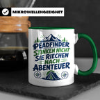 Pfadfinder Tasse Spruch Riechen nach Abenteuer | Camping Zel – Grün [farbe:grün]