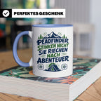 Pfadfinder Tasse Spruch Riechen nach Abenteuer | Camping Zel – Blau [farbe:blau]