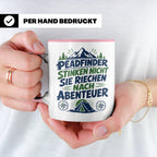 Pfadfinder Tasse Spruch Riechen nach Abenteuer | Camping Zel – Rosa [farbe:rosa]