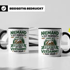 Förster Tasse mit Spruch Niemand ist perfekt & Bär Motiv | G – Schwarz [farbe:schwarz]