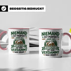 Förster Tasse mit Spruch Niemand ist perfekt & Bär Motiv | G – Rosa [farbe:rosa]