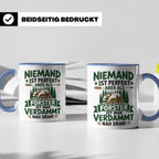 Förster Tasse mit Spruch Niemand ist perfekt & Bär Motiv | G – Blau [farbe:blau]