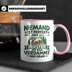 Förster Tasse mit Spruch Niemand ist perfekt & Bär Motiv | G – Rosa [farbe:rosa]