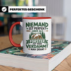 Förster Tasse mit Spruch Niemand ist perfekt & Bär Motiv | G – Rot [farbe:rot]
