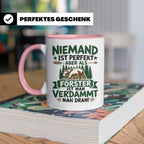 Förster Tasse mit Spruch Niemand ist perfekt & Bär Motiv | G – Rosa [farbe:rosa]