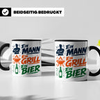Grillmeister Tasse mit Spruch Ein Mann Ein Grill Ein Bier. L – Schwarz [farbe:schwarz]